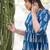 blue Resham embroidered printed party wear kurti for women
