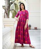 Pink Resham embroidered printed party wear kurti for women