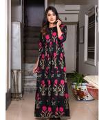 Black Resham embroidered printed party wear kurti for women