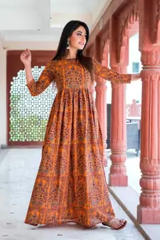 multicolor Resham embroidered printed party wear kurti for women