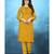 Mustard Resham embroidered printed party wear kurti for women