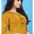 Mustard Resham embroidered printed party wear kurti for women
