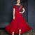 Red Resham embroidered printed party wear kurti for women