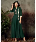 Green Resham embroidered printed party wear kurti for women