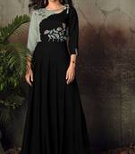 Black Resham embroidered printed party wear kurti for women