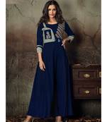 Blue Resham embroidered printed party wear kurti for women