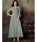 Grey Resham embroidered printed party wear kurti for women