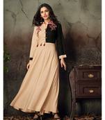 Peach Resham embroidered printed party wear kurti for women