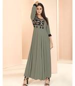 Grey Resham embroidered printed party wear kurti for women