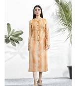 Orange Resham embroidered printed party wear kurti for women