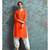Orange Resham embroidered printed party wear kurti for women