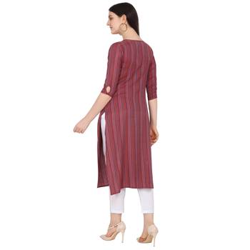 Maroon printed rayon kurtas-and-kurtis 3