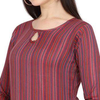 Maroon printed rayon kurtas-and-kurtis 4