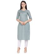 Grey printed cotton kurtas-and-kurtis