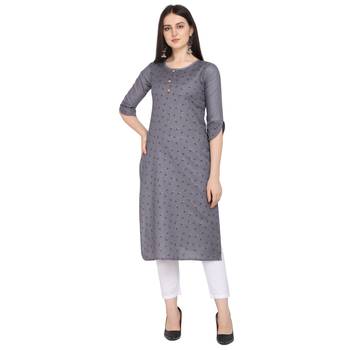Grey printed cotton kurtas-and-kurtis 1
