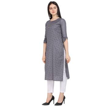 Grey printed cotton kurtas-and-kurtis 2