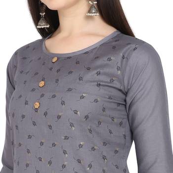 Grey printed cotton kurtas-and-kurtis 4