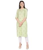 Green printed cotton kurtas-and-kurtis