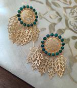 Leafy Gold Plated Torquoise Earrings