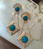 contemporary Gold Plated Torquoise Earrings