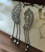 Antique Silver peacock Ear cuffs