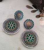 Antique Dual Toned Green Stone Earrings
