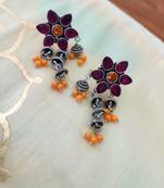Silver Floral Stone Earrings