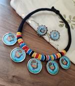 Women Silver plated photo frame PeacockNecklace set