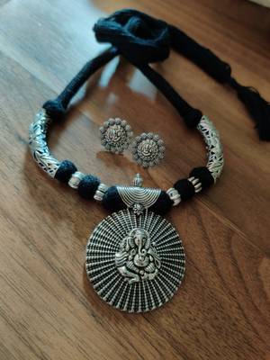 Black Ganpati Necklace set 1