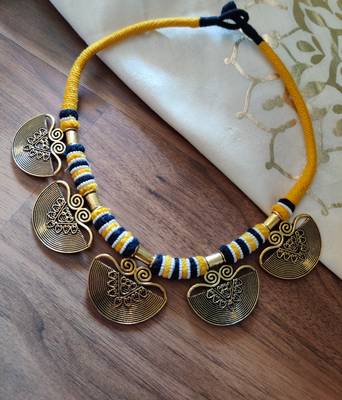 Moon Shaped AntiqueGold Necklace 1