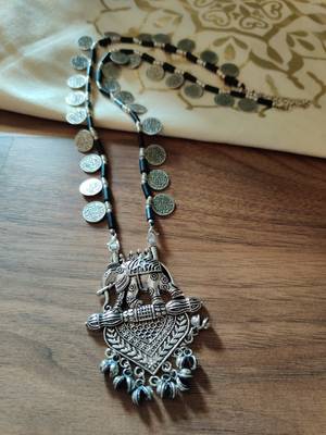Tribal Elephant Pendant Coin Necklace set 1