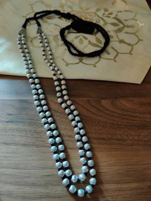 Brass Beaded Matte Silver Plated Necklace 1