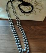 Brass Beaded Matte Silver Plated Necklace