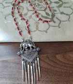 Long Red stone Elephant Necklace