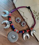 Multicoloured Ganpati Moon Shaped Necklace set