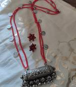 Coral Red coin tabeez Necklace set