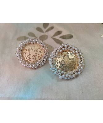 Matte Gold Pearl Studs 1