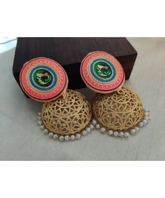 Multicoloured Peacock Gold plated jhumka 1