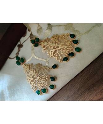 Classic Green Gold plated Earring 1