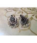 Black stone  Peacock Pearl Studs