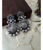 Antique silver Peacock Long Studs