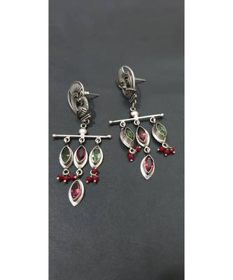 Multi coloured stone Earrings in antique silver 1