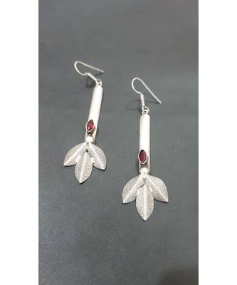 Pink stone leaf Earrings 1
