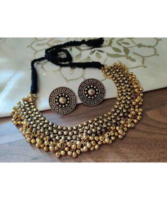 Antique Gold Ghunghru Necklace set 1