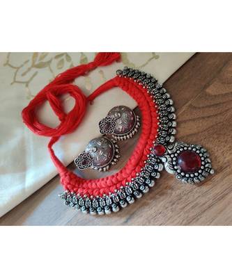 Maroon Stone Kolhapuri Necklace set 1