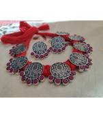 Lotus Multi Pendant Necklace set with pink Kundan stone