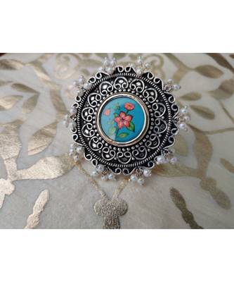 Floral Phtoframe Pearl adjustable ring 1