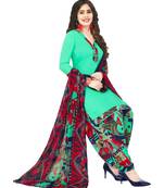 green Synthetic printed soft dress material