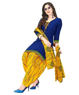 blue Synthetic printed soft dress material 1