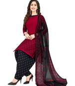 maroon Synthetic printed soft dress material